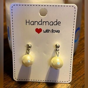 Faux Pearl Earrings Handcrafted